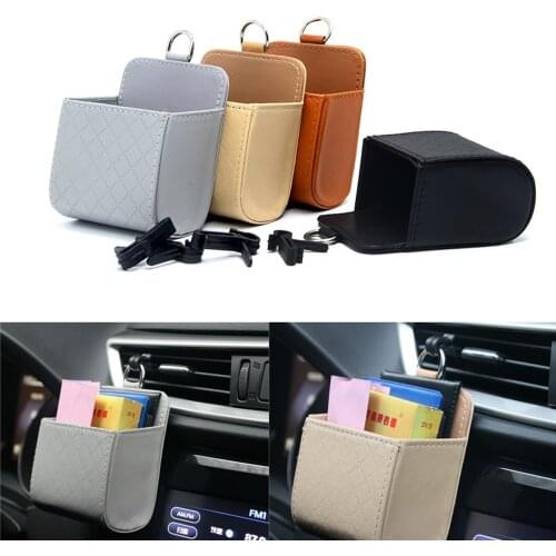 Car Outlet Vent Seat Back Tidy Storage Box PU Leather Coin Bag Case Pocket Organizer Hanging Holder Pouch Automobile Accessories