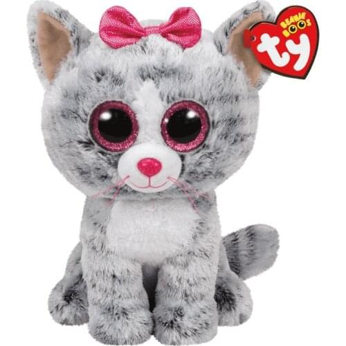 15CM Ty Beanie Kiki Pink Big Eyes Nose Bowknot Cute Plush Stuffed Animals Toy Collection Cat Doll Birthday Gifts For Boys Girls