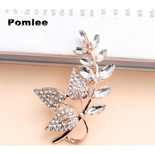Pomlee Clear Flower Brooches For Women Simple Design Fashion Jewelry Wedding Pin And Brooch Bijouterie Broches Gift