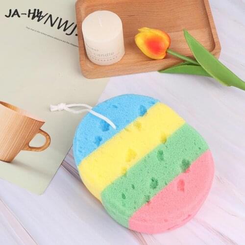 Rainbow Color Baby Kids Body Cleaning Sponge Scrub Scrubber Soft Bath Shower Bathroom Accessories Bath Shower Sponge