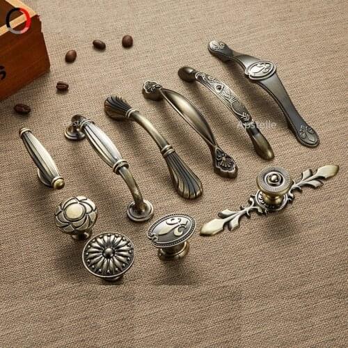 Bronze Door Furniture Handle Drawer Cabinet Hardware Knurled Antique Zinc Alloy Cupboard Kitchen Knob House Pulls