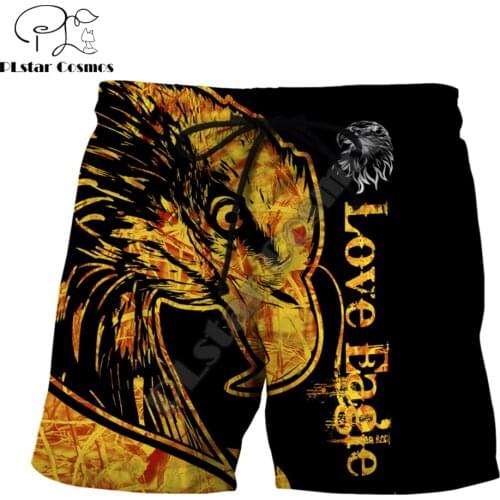 Animal Tattoo eagle 3D All Over Printed Mens Shorts Unisex Streetwear Summer Beach Loose Shorts Casual Pants Polyester SDM25