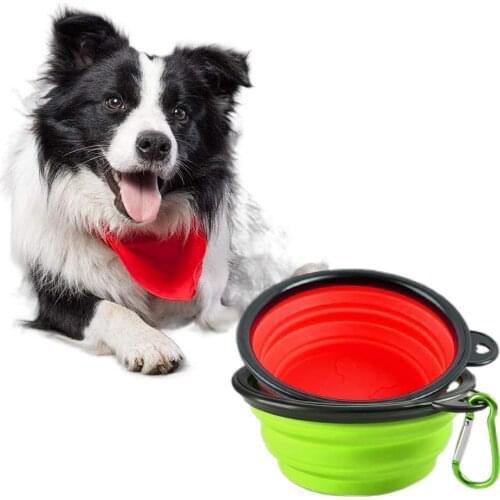 Silicone Dog Bowls Foldable Eco Firendly Pet Food Water Feeder Portable Travel Feeding Puppy Bowl Dog Accessories Pet Supplies