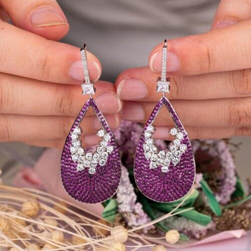 Creative fashion ear crane plating color separation long female ear nail earrings with water drop earrings wholesale