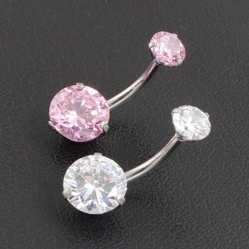 New Fashion Stainless Steel Double Zircon Belly Rings for Women Sexy Body Piecing Jewelry