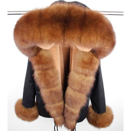 2020 women winter jacket natural fox fur collar real fur coat faux fur lining women coat women fashion parka