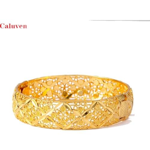 1pcs Gold Color Bracelets Ethiopian Middle East Dubai bangles for Women Wedding Jewelry African Gifts