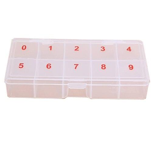 10 Cells Nail Art Tips Beads Jewelry Rings Earrings Case Organizer w/ Marks
