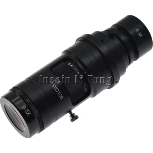 10X-180X Adjustable Magnification 25mm Zoom C-mount Lens 0.7X~5X For Industry Video Microscope Camera Working Distance 100-300mm