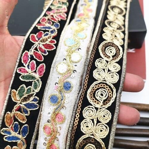 2 Yards Embroidery Flower Lace Fabric Trim Ribbon DIY Sewing Accessories Applique for Shoes Clothing passamaneria