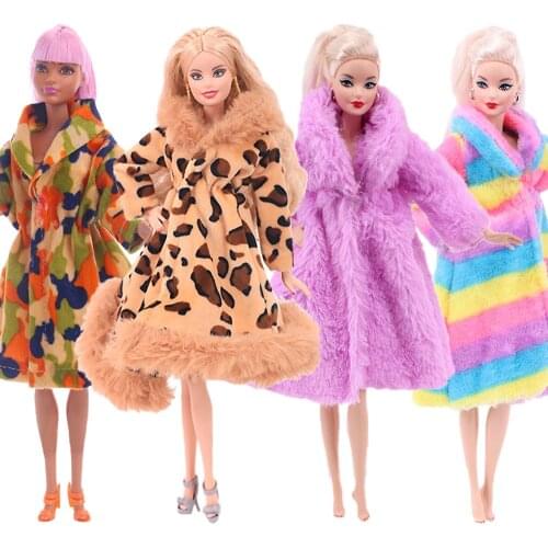 25 New Style Multicolor Leopard Print Fur Coat Overcoat Pink Clothes For Barbies Accessories Dress Casual Wear Girls Toy Gifts