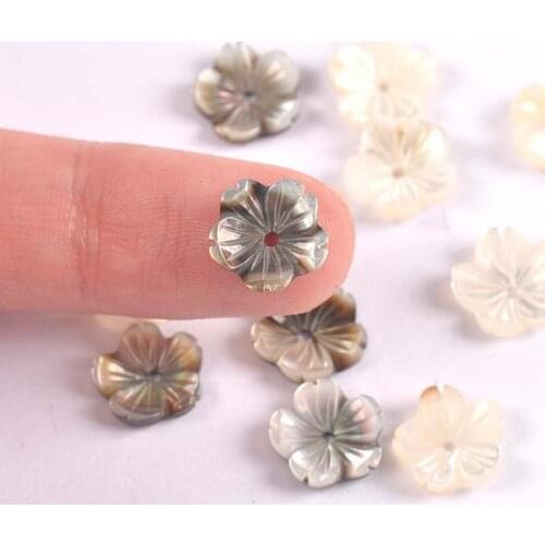 5PCS 10mm Shell Beads Natural Mother Of Pearl Shell Flower Texture Curved DIY Ear Studs Making Accessories TRS0388