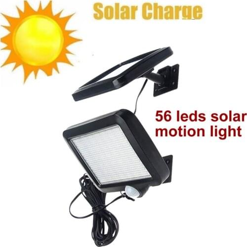 56 leds solar motion light split panel s wall security street deck decor fence spot flood lamps for home indoors 5M wire