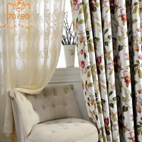American Pastoral Printing Curtains Blackout Curtains for Living Room Bedroom Balcony Curtains Home Improvement Products