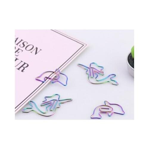 Coloful Shine Paper Clips Decorative Mermaid Dolphin Cute Shaped Paper Clips Metal Bird Sailing Paper Clip Clamps For Paper