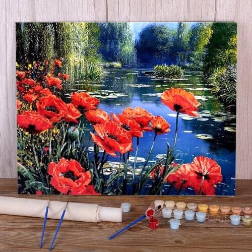 Poppy Flowers Paint By Numbers Package Oil Paints 50*70 Oil Painting Home Decoration Crafts For Adults Handicraft Wholesale