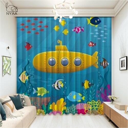 ChildrenS Room Curtain Window Screen Ocean Underwater World For Living Room Bedroom Balcony Bay Window Micro Shading