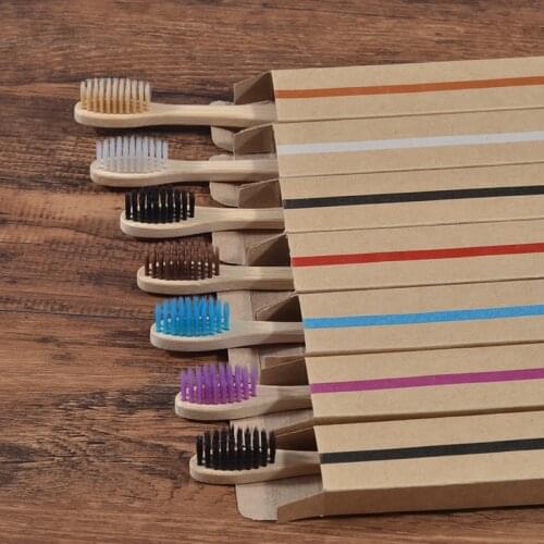 20 Piece Eco Friendly bamboo toothbrush wooden Tooth Brush Soft bristle Tip Charcoal for adults oral care LOGO custom toothbrush