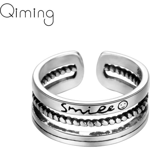 Geometric Twist Smile Face Ring Fashion Vintage Thai fashion Knuckle Toe Finger Ring Party Jewelry Women Men Bague