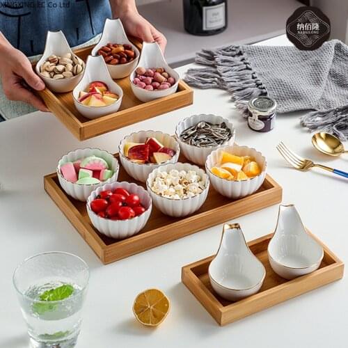 Phnom Penh Ceramic Creative Refreshment Plate Tray Snacks Small Bowl Split Compote Living Room Dried Fruit Platter Snack Plate