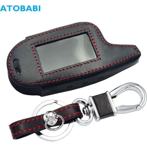 M7 Leather Car Key Case For Magicar 7 M7 M561 M101AS M561 Two Way Car Alarm LCD Remote Controller Fob Cover Transmitter Keychain