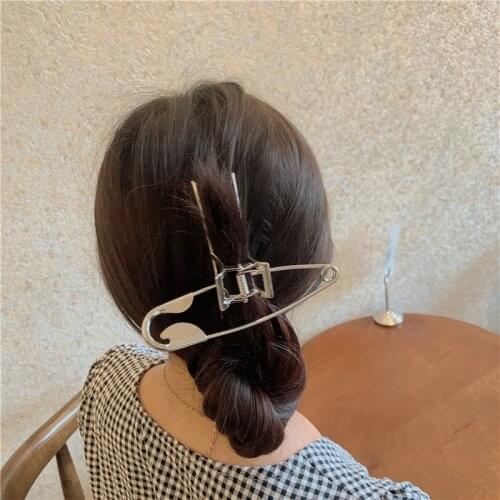 Exaggerated Silver Color Metallic Paper Clip Shark Hair Clips for Women Girls Statement Hollow Out Hair Claws Hair Accessories