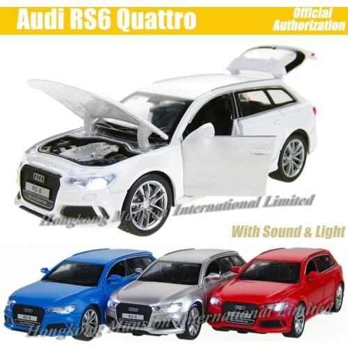1:32 Scale For Audi RS6 Quattro Diecast Alloy Metal Luxury SUV Collection Car Model Pull Back Toys Vehicle Sound&Light