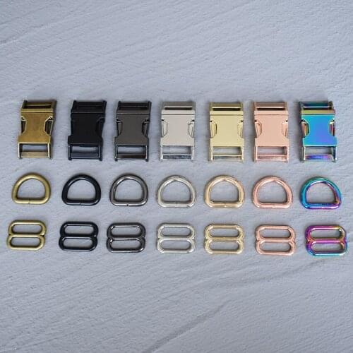 100 sets 15/20/25mm Metal Hardware D Ring Belt Straps Slider Side Release Buckle Spring Hook For Dog Leash Harness Accessories