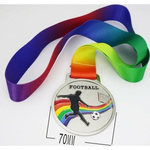 1PCS Dia 70MM Football Metal Medals Silver Color Medal Sports Match Award Soccer Game Prize