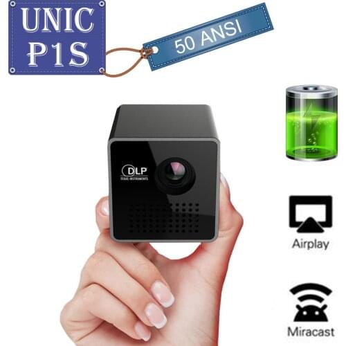 UNIC P1S Mini Projector DLP Pocket Mobile Cinema Support Miracast Airplay Wireless Screen Sharing Multimedia Proyector Battery