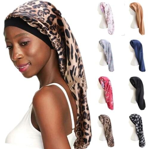 Fashion Women Printed Flower Elastic Bonnet Sleep Hair Turban Cap Long Cylindrical Chemo Cancer Hat Muslim India Headwear