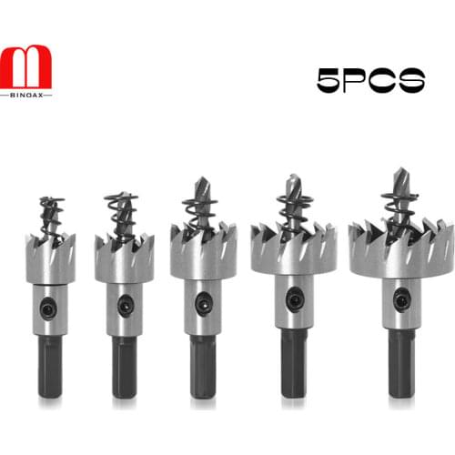 5pcs Carbide Tip HSS Drills Bit Hole Saw Set Stainless Steel Metal Alloy 16/18.5/20/25/30mm