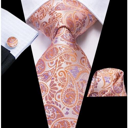 Hi-Tie Pink Paisley Party Mens Tie 8.5cm Green Silk Tie For Men Design Hanky Cufflink Quality Wedding Men Tie Set Dropshipping