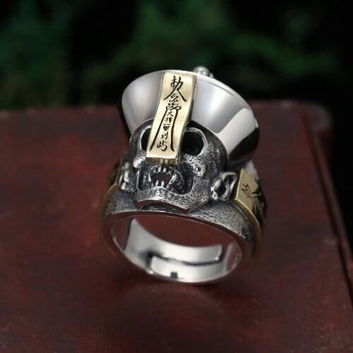 Charming S925 pure silver Zombie man Sterling Silver 999 retro personality ring