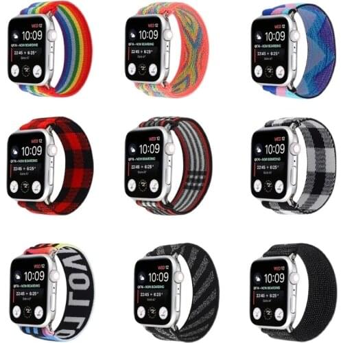 Bohemian elastic Nylon Strap For Apple Watch band 6 SE 5 4 3 2 for Iwatch Series 40mm 44mm 38mm 42mm Bracelets replace wristband
