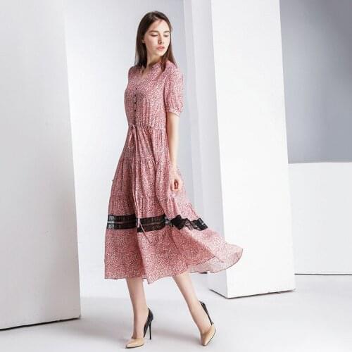 Pink lace Floral Silk shirt Dresses Women fashion 2021 Summer Long Casual Sexy Office Work Daily Dress Plus Size Slim Fit A Line