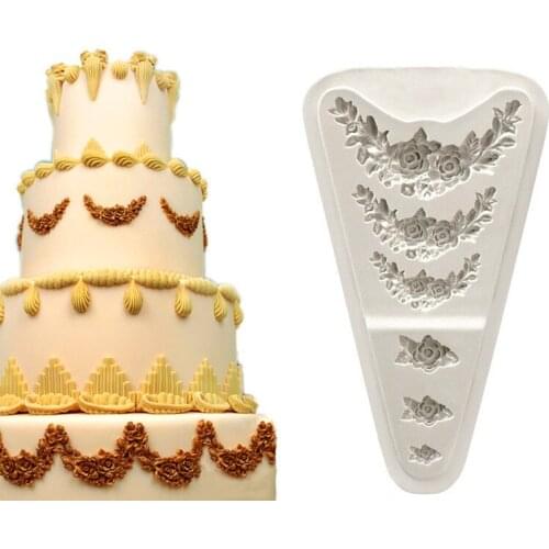 Diy Sugarcraft Flower Silicone Mould Fondant Mold Wedding Cake Border Decorating Tools Chocolate Gumpaste Mold