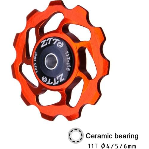 MTB Road Bike 11T Jockey Wheel Rear Derailleur Pulley Ceramic Bearing AL7075 CNC Mountain Bike Guide Roller Idler 4mm 5mm 6mm