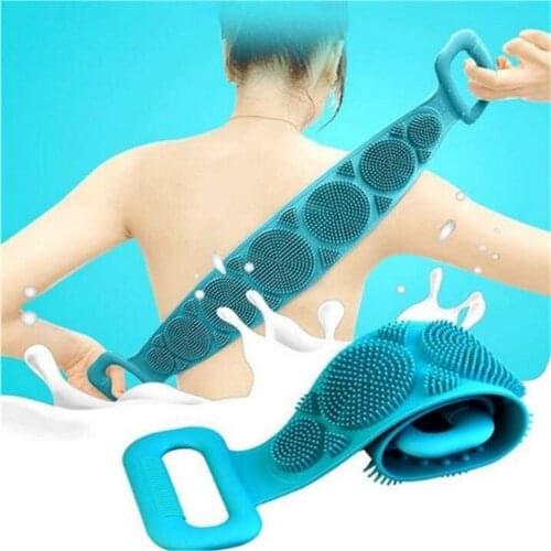 2 PCS Silicone Back Bath Towels Scrubber Back Rubbing Belt Brush Body Exfoliating Massage Shower For Skin Cleaning Shower Strap