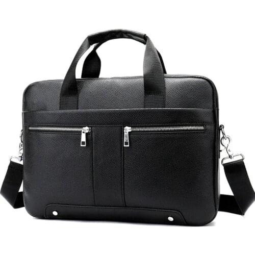 14 Laptop Bag For A4 Document Bussiness Tote Fashion Briefcase 8522 Bag For Men Genuine Leather Mens Briefcase Leather