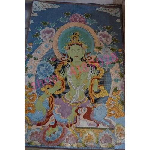 Tibetan Buddhist silk embroidery brocade, Nepals Thangka Bodhisattva portrait, collection ornaments