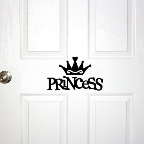 YOJA 25*15.3CM PRINCESS & Crown Wall Sticker Bedroom Door Decor Decals D1-0240