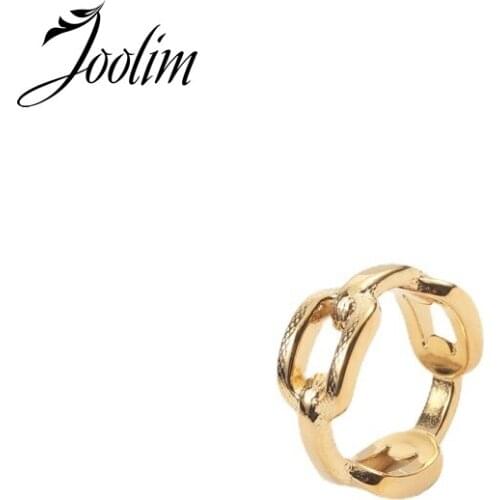 Joolim Gold Finish Simple Link Chain Stainless Steel Rings 2021 Jewelry