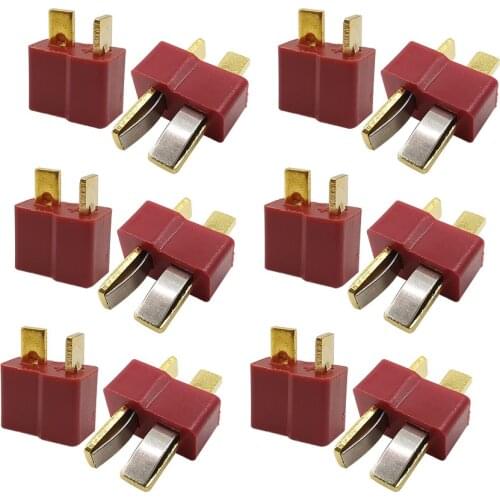 10/5Pairs Red T Plug Connector T Type Male Plugs & Female Jack Deans Connectors Kits for RC LiPo Battery Helicopter