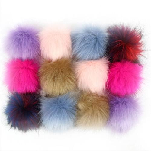 12Pcs 10cm Ball Faux Fox Fur Fluff Balls for DIY Hat Accessories Knitting Hats Accessories Key Chain Accessories Scarf Pompoms