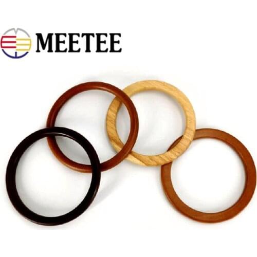 2pcs Meetee Round Wooden Bags Handles DIY Handbag Purse Frame Making Bag Hanger Replacement Ring Buckles Parts Accessories
