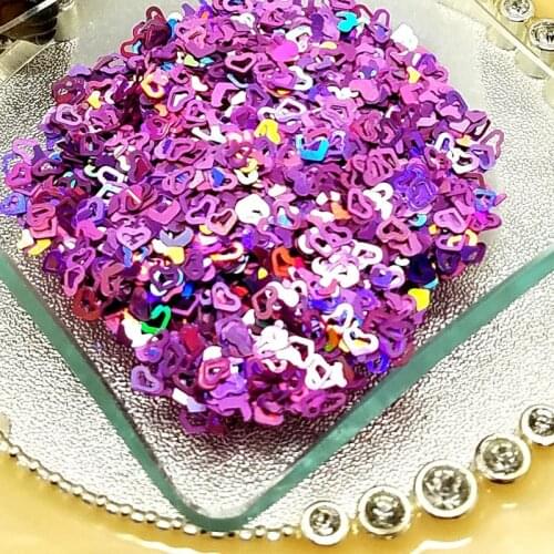 200G Hollow-Hearts Holographic glitter shapes 12 Colors Holographic Nail art hollow heart shapes spangle sequins,HHG-UYYU6556