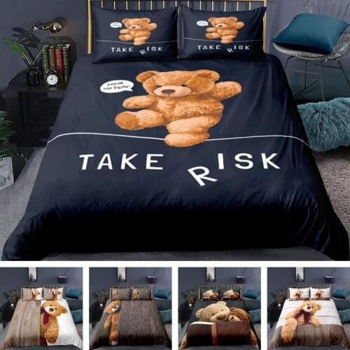 2021 New Design 3d Digital Toy Bear Printing Duvet Cover Set 1 Quilt Cover + 1/2 Pillowcases Single Twin Double Full Queen King