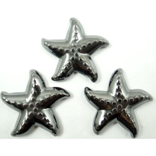 Wholesale Natural stone Quartz Titanium Hematite Carved starfish Gem pendant for diy jewelry making necklace Accessories 3pcs