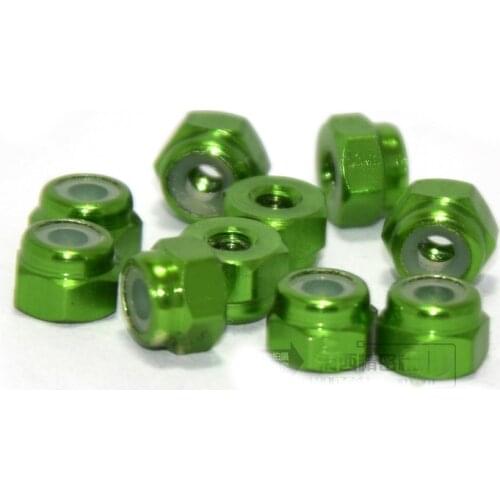 4pcs M2 M3 M4 M5 M6 Aluminum Nylon Anti-loose Locking Hexagon Nut Hex Head Nuts Green Color